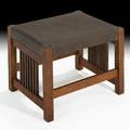 Gustav stickley spindled footstool eastwood ny ca 1905 paper label 15 x 20 x 16