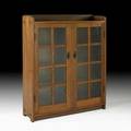 Gustav stickley doubledoor bookcase with three fixed shelves eastwood ny ca 1908 red decal 56 x 48 x 13