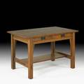 Gustav stickley twodrawer library table eastwood ny ca 1906 red decal 29 12 x 48 x 29 12
