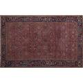 Persian heriz roomsize rug with navy red and violet floral pattern ca 1930  unsigned 7 6 x 10 8