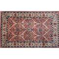 Style of william morris contemporary roomsize rug with rose black and blue floral pattern unsigned 8 8 x 11 10