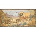 Claycraft tile depicting ox drawn covered wagon framed california 1920s stamped claycraft tile 7 12 x 16 overall 12 12x 21 12