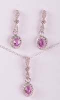 SS Diamond  LC Pink Sapphire Jewelry Set