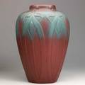 Van briggle massive vase with stylized flowers persian rose glaze colorado springs 1920s aavan briggleusa 14 x 8 12