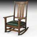 Gustav stickley highback rocker with dropin spring seat eastwood ca 1912 branded mark 43 x 27 12 x 29