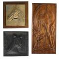 Plaques  medallions of animalslaura gardin fraser american 1889  1966 elk after landseer bronze signed and titled 5 12 x 4 14 charles rumsey american 1879  1922 horse head bronze