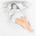 Raphael soyer american 18991987 reclining girl crayon on paper framed signed 18 12 x 17 78 sheet provenance private collection new jersey
