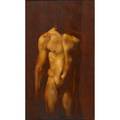 Robert r bliss american 1925  1981 torso on wood 2 1963 oil on wood framed signed and dated 28 x 16 38 provenance private collection new york