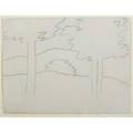Marsden hartley american 1877  1943 untitled landscape with four trees crayon on paper framed 9 12 x 12 38 sheet provenance barridoff galleries maine label on verso private colle