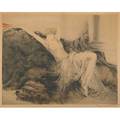 Louis icart french 18881950 drypoint etching of a woman on a bearskin rug framed signed copyright paris 1925 24 x 21 12 sight