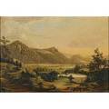 Hudson river school oil on canvas of a landscape 19th c framed 17 12 x 24