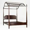 Colonial revival canopy bed pencilpost style with mahogany fullsized frame and netted canopy late 20th c 80 12 x 79 12 x 57