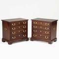 Henkel harris virginia galleries pair of four drawer mahogany bachelors chests with brass hardware and bracket feet late 20th c 23 x 24 x 15