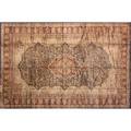 Kirman design oriental rug blue center medallion with all over floral decoration 20th c 222 x 148