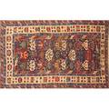 Caucasian area rug blue center with geometric motifs early 20th c 76 x 52