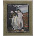 Frederick w walther germanamerican 18951975 miniature enamel on copper of a harem scene framed unsigned 3 x 4 sight