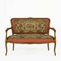 Louis xv style settee gilded frame with floral needlework upholstery 20th c 34 x 47 x 27
