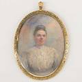 Early 20th c portrait miniature mrs thomas kinney in 10k yellow gold pendant frame 3 12 x 2 12 provenance from the family of gov franklin murphy of new jersey