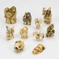 Japanese ivory netsuke ten 19th20th c most signed largest 3 12