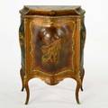 Vernismartin music cabinet bombeform with bronze mounts early 20th c 41 x 30 x 17