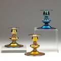 Tiffany three favrile glass candlesticks early 20th c marked 4 x 4 12