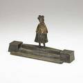 Adolf pohl austrian 18721930 bronze inkwell with a girl standing on steps late 19th20th c signed a pohl 7 12 x 12 12 x 3 34