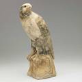 Alabaster sculpture carved eagle with glass eyes 20th c 18 x 6 x 6 12