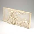 Carved marble panel high relief decoration of a family at play 19th20th c unsigned 10 x 20 12 x 2 34