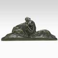 Amedeo gennarelli italian 18811943 bronze sculpture of a nymph with two dogs signed 12 14 x 31 x 4 12