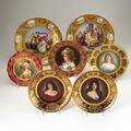 Austrian portrait plates seven handpainted with portraits of women 19th20th c all marked largest 12 12