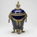 Sevres twohandled cobalt urn with bronze mounts on lions feet 19th c marked 20 x 12