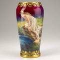 Royal bonn handpainted vase with water nymph in bucolic scene early 20th c marked and artist signed illegibly 11 34 x 6