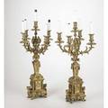 Pair of candelabra lamps 4arm in bronze or brass electrified 20th c 30 12