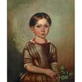 Early 19th c british school oil on canvas portrait of a young girl holding a morning glory framed 24 x 19