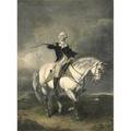 19th c american engraving handtinted image in gilt frame washington receiving a salute on the field of trenton engraved by john faed new york 1865 22 x 30 sight
