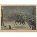19th c american engraving handtinted image washington at the battle of trenton after the painting by el henry engraved by illman bros philadelphia 1870 framed 22 12 x 17 sight