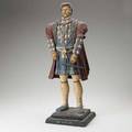 Polychromed wood figure of henry viii painted wood leather and composition 19th c signed hubert j arthur london 25 x 9 12 x 9