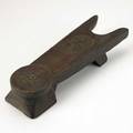 Folk art decorated bootjack walnut with incised carvings of american eagle and star 19th c initialed es 13 x 4 x 2 12