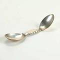 Georg jensen sterling medicine spoon spot hammered doublebowl folding postwar marks 14 ot 5 34