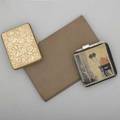 Ladies compact coin purse and folio metal compact with file fabric made in austria gilt brass coin purse marked for vienna taupe goat skin art deco folio with applied silver monogram ag larges