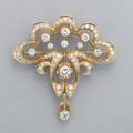 Jugenstil style diamond 14k broochpendant ca 1960 fanshaped arabesque and drop prong and bead set full and single cut diamonds approx 262 cts tw 77 dwt 121 gs 1 34 x 1 34