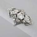 Art deco diamond dinner ring ca 1925 marquiseshaped pierced and chased seven oec diamonds approx 82 ct tw in 14k wg 25 dwt 4 gs 1 14 size 6