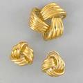 18k yellow gold knot brooch and earrings bright gold rendered in high relief 191 dwt gw 297 gs gw brooch 1 14 earrings 34