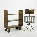 Victorian rolling bookcase and swivel bookcase 20th c oak and castiron unmarked swivel bookcase 51 x 16 sq