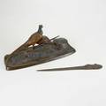 Austrian desk set figural pheasant bronze inkwell and letter opener 20th c marked made in austria 3 x 12 x 5