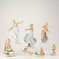 Schaubach kunst etc six art deco porcelain figures 1930s four by scaubach and kunst one seated nude  marked germany and one dancing nude unknown mark