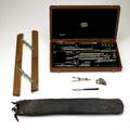 Drafting tools fortytwo piece eo richter  co cased set and seamans straight edge 20th c straight edge 19 12