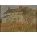 Kenneth nunamaker american 18901957 preliminary sketch of house in solebury ca 1940 framed signed lr with typed description verso 15 12 x 119 34