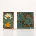 Rookwood two carved and glazed art tiles largest impressed rookwood faience1147y