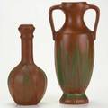Van briggle urn and bottleshaped vases in mountain craig brown 1920s30s both incised aavan brigglecolo spgs taller 13 14